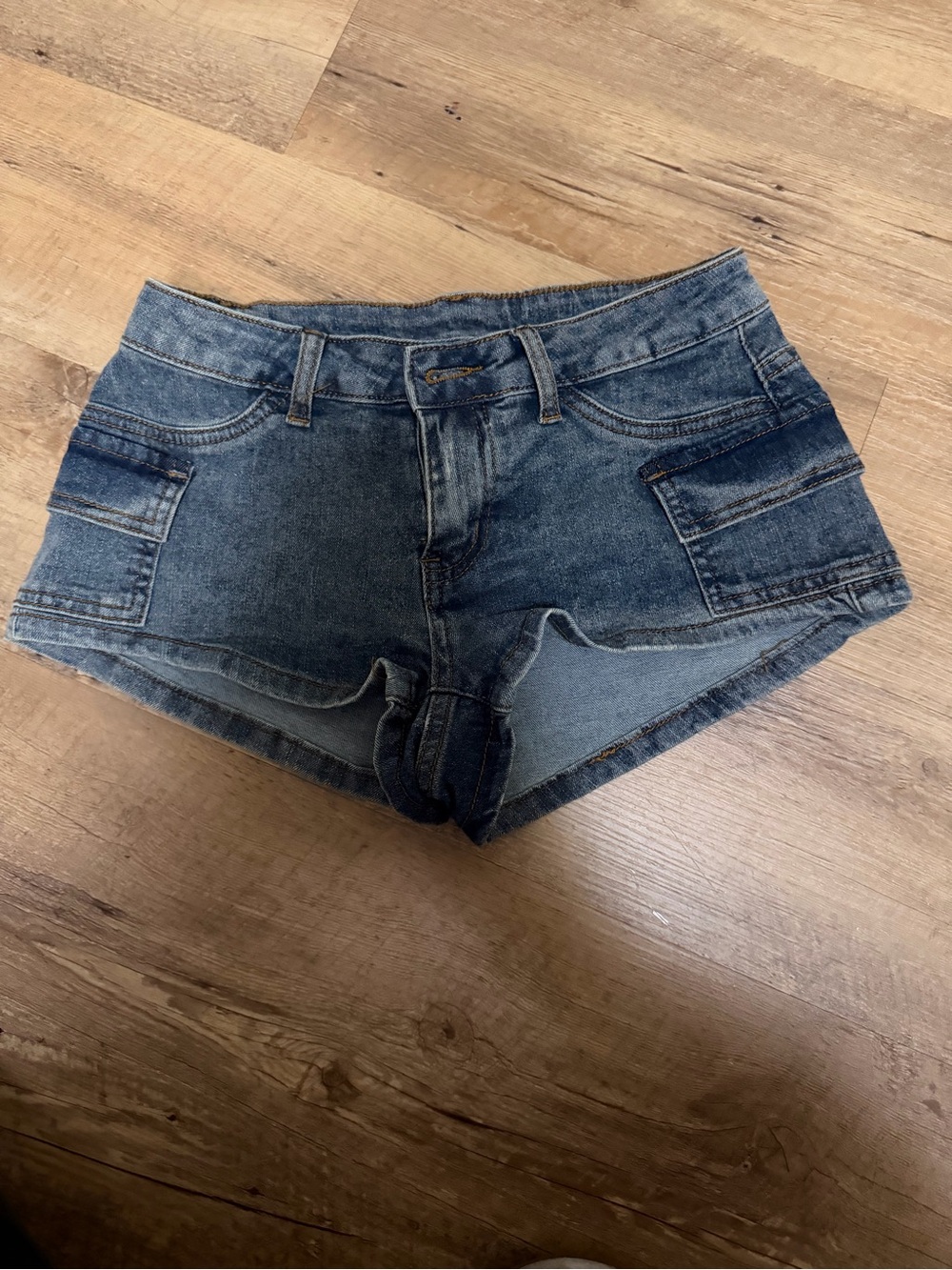 SHEIN Dark Blue Denim Cargo-Style Shorts